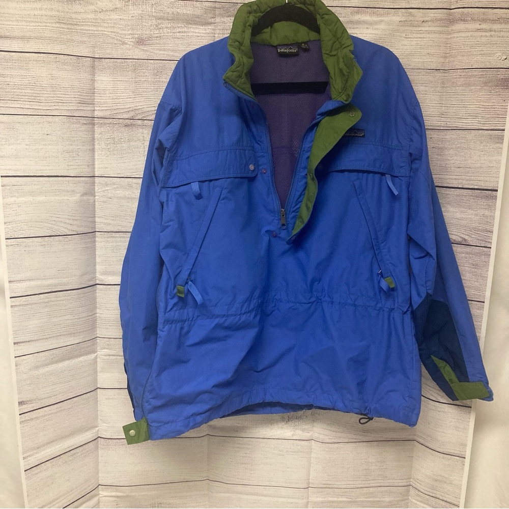 Patagonia pullover mens rain coat side zipper size medium blue